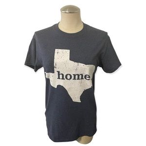 Texas Home Heart Dark Blue Grey Heather Short Sleeve Tee Shirt T-Shirt Top Small
